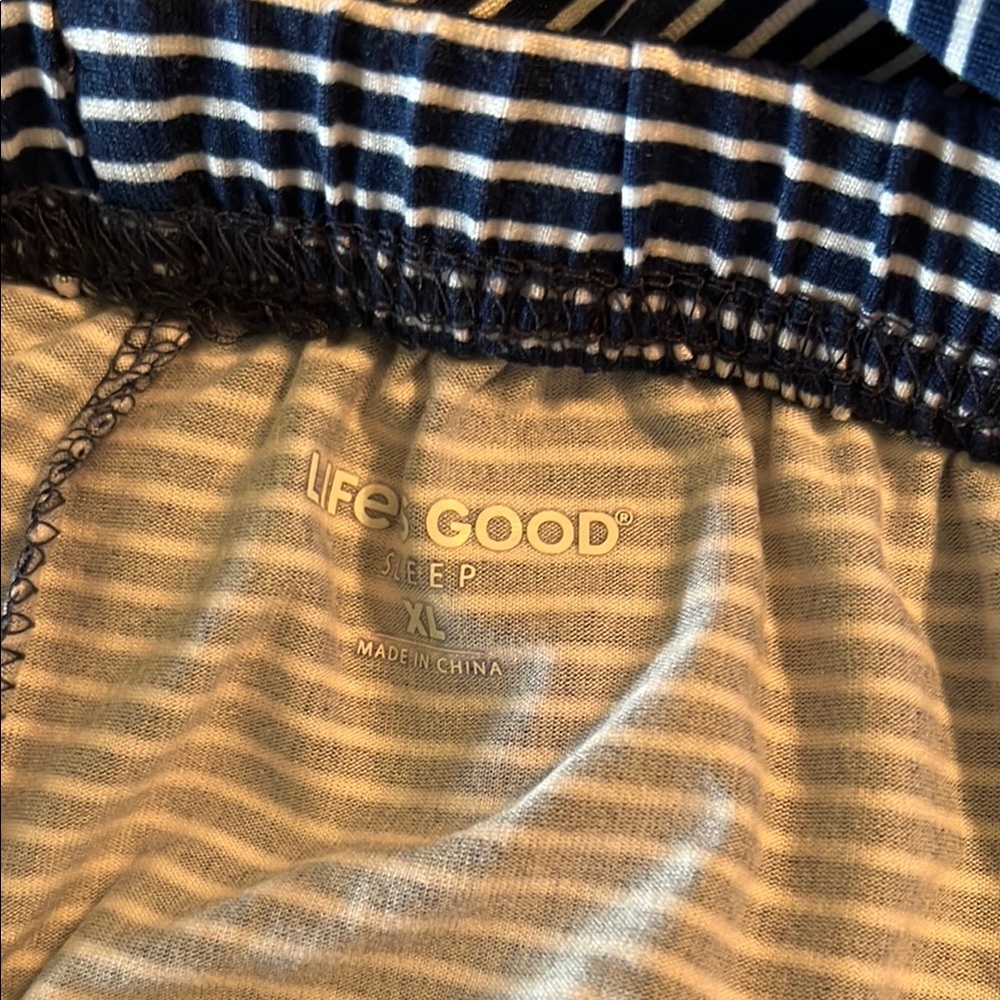 Life Is Good Sleep Navy & White Striped Drawstring Pajama Short - Picture 15 of 16